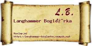 Langhammer Boglárka névjegykártya
